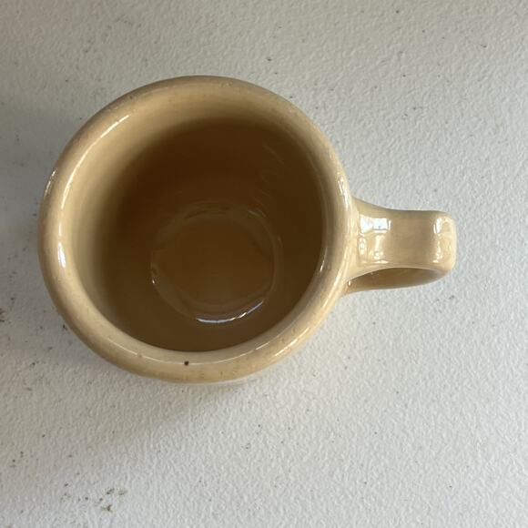 Wallace and Tepco China Coffee Mugs Set of 2 Tan 3.5" Tall Heavy Restaurant Ware - Picture 4 of 15